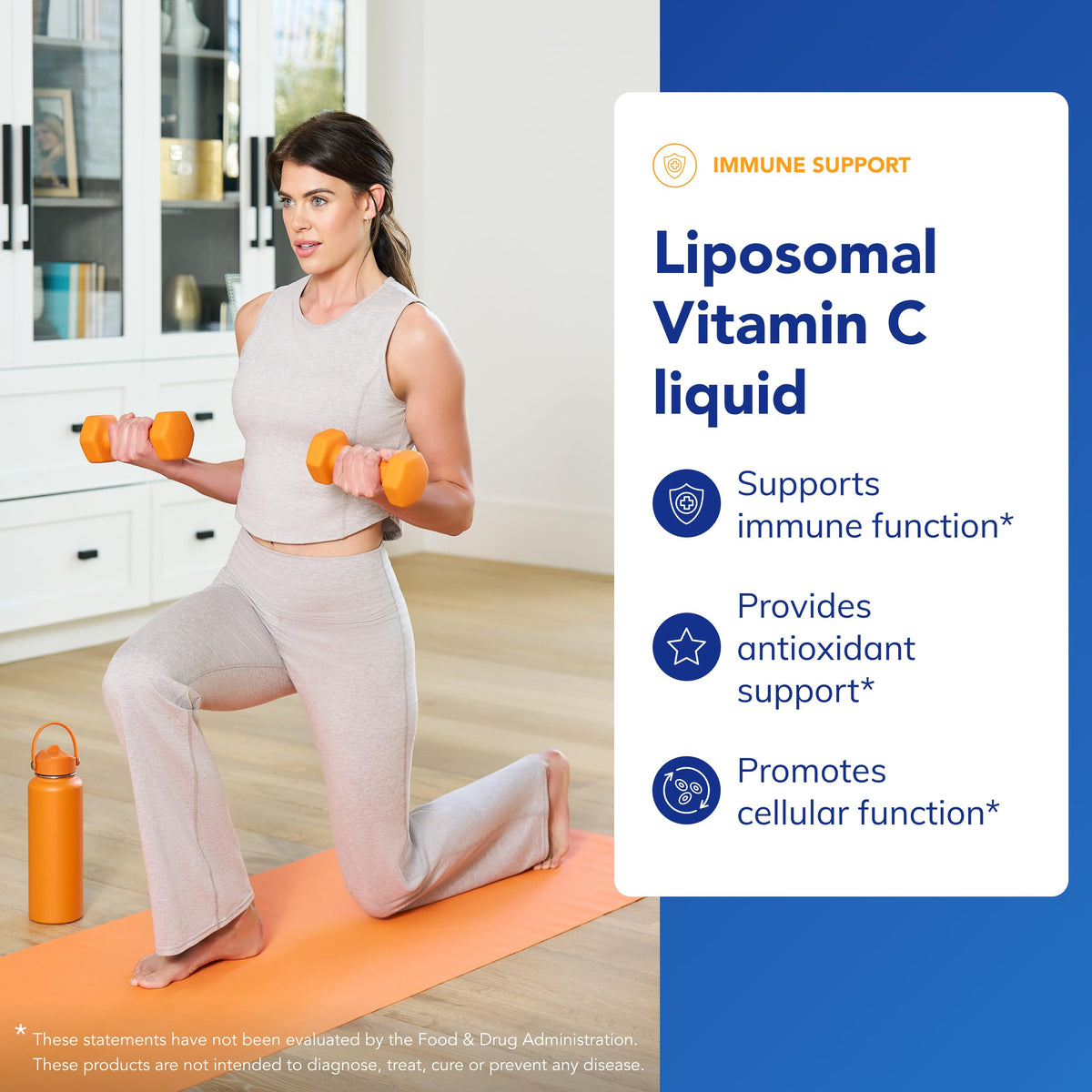Vue de l'étiquette du flacon de vitamine C liposomale