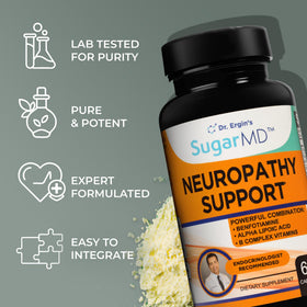 Vue de l'étiquette du flacon SugarMD Complément Alimentaire Neuropathie