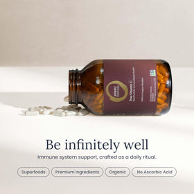 Vue de l'étiquette du pot de vitamine C Infinity Greens