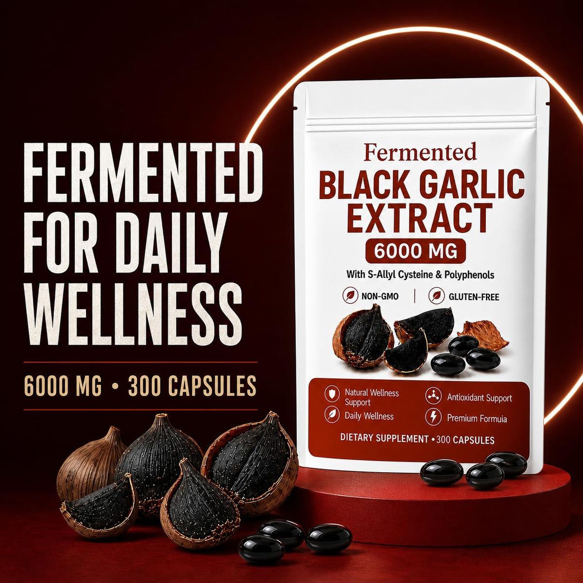Vue de l'étiquette du produit LANZF Extrait de Ail Noir Fermenté