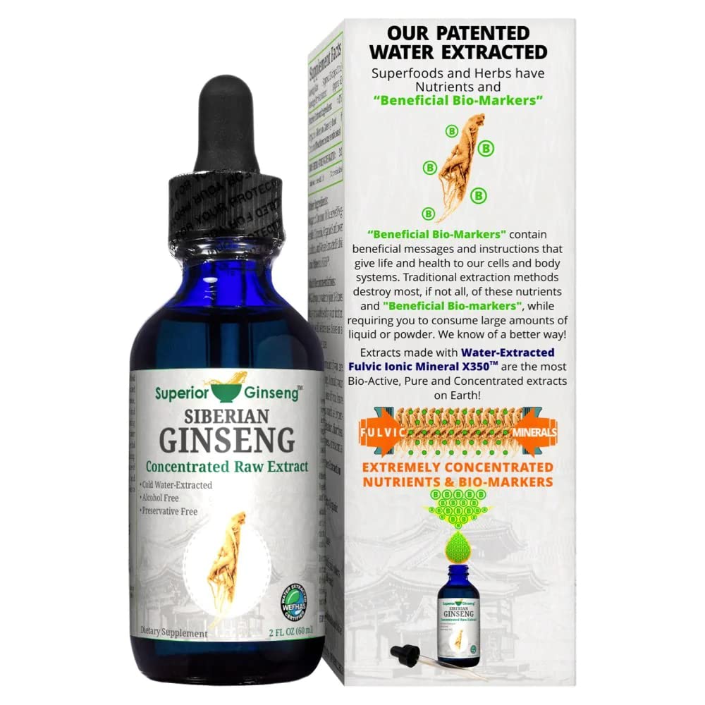 Vue de l'extrait de ginseng sibérien avec des ingrédients biologiques