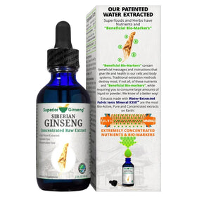 Vue de l'extrait de ginseng sibérien avec des ingrédients biologiques