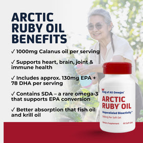 Vue de l'huile Arctic Ruby d'daily wellness sur une table en bois