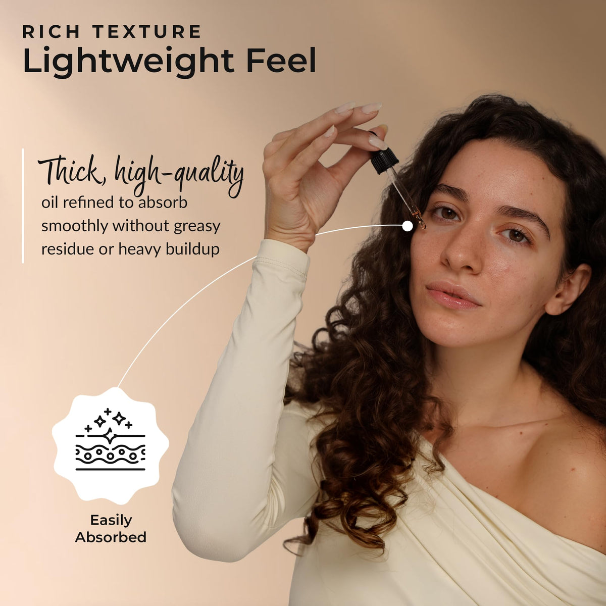 Vue de l'huile de vitamine E Everyday Beauty avec texture épaisse