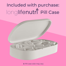 Vue de l'intérieur du flacon de LongLifeNutri avec capsules visibles