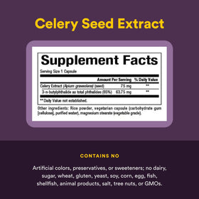Vue de la boîte d'extrait de céleri Natural Factors avec informations nutritionnelles