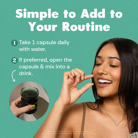 Vue de la boîte de capsules de chlorophylle Her Fantasy Box avec étiquette