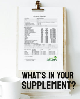 Vue de la boîte de complément Inner Bounty 14-en-1 avec informations nutritionnelles
