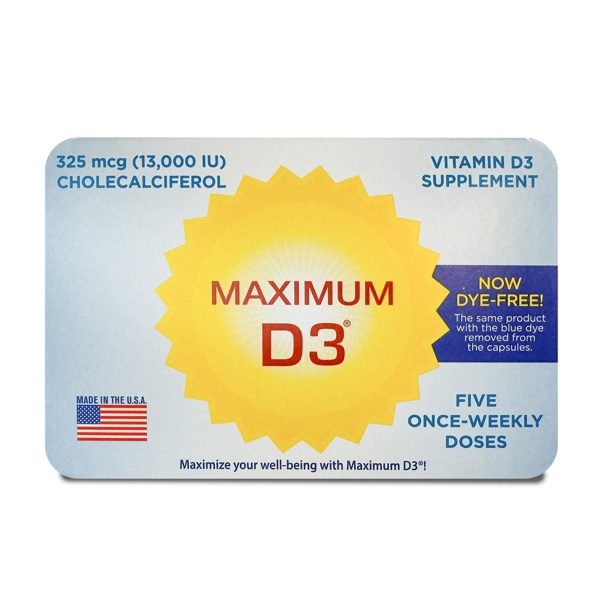 Vue de la boîte de Maximum D3 avec informations nutritionnelles