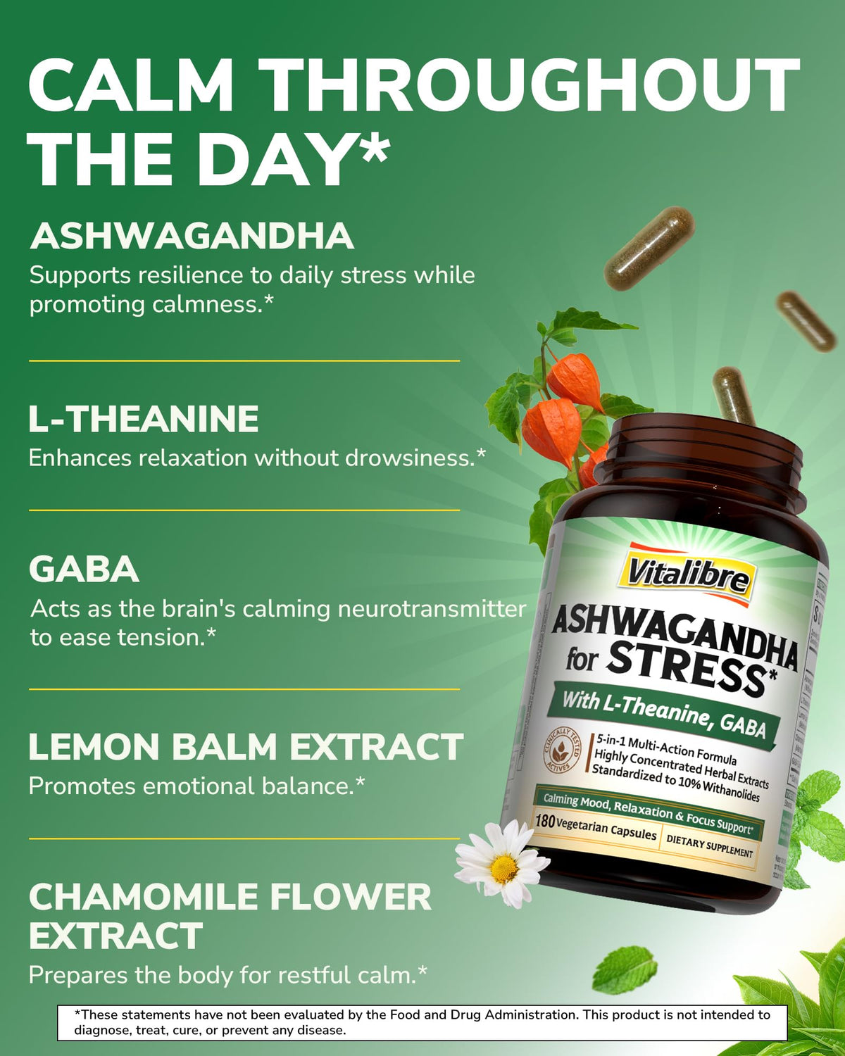 Vue de la boîte de Vitalibre Ashwagandha avec capsules