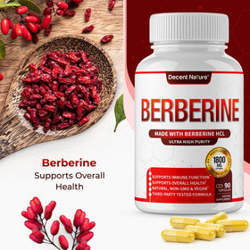 Vue de la bouteille de Berbérine 1800mg DECENT NATURE ouverte