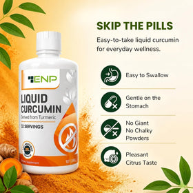 Vue de la bouteille de curcuma liquide ENP avec dosage