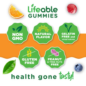 Vue de la bouteille de gummies prénatales Lifeable sur une table