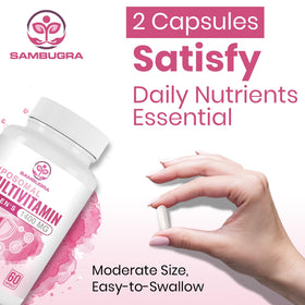 Vue de la bouteille de multivitamines Sambugra avec capsules à côté