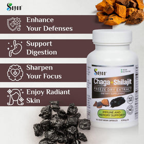 Vue de la bouteille de Sayan Chaga avec capsules