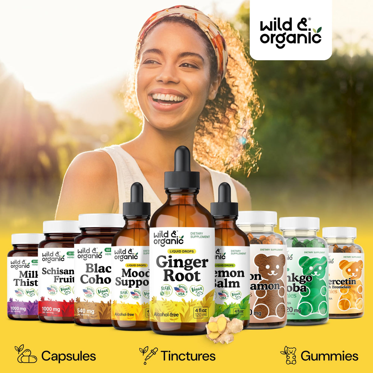 Vue de la bouteille de Wild & Organic Extrait de Racine de Gingembre avec le bouchon ouvert