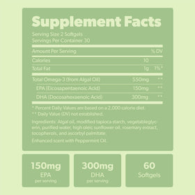 Vue de la bouteille Omega 3 Végétal sapling sur une surface en bois