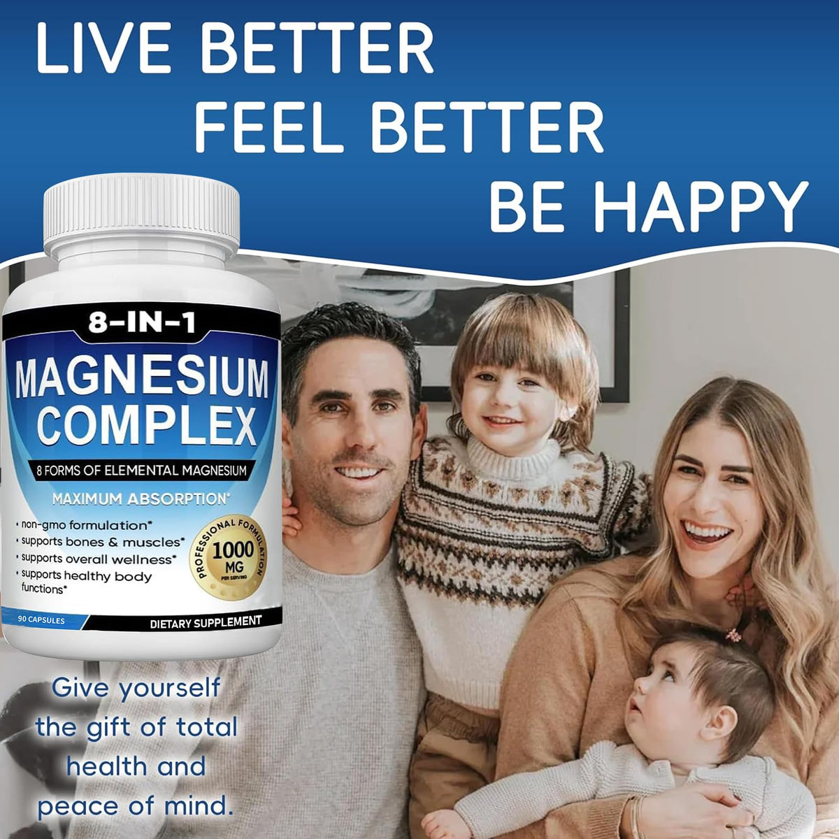 Vue de la capsule de magnésium 1000mg 8-en-1 de caicieter