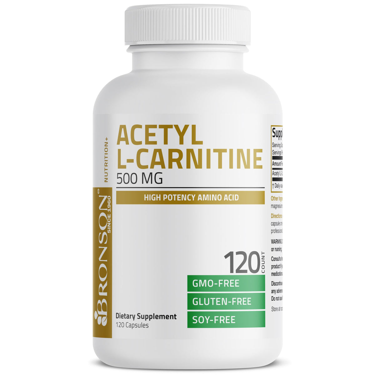 Vue de la composition des capsules Bronson Acétyl L-Carnitine