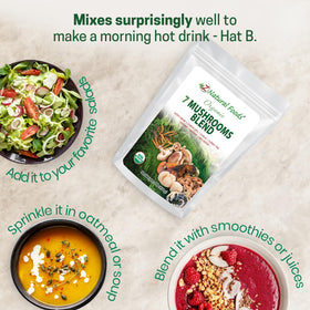 Vue de la poudre de champignons bio Z Natural Foods dans une cuisine
