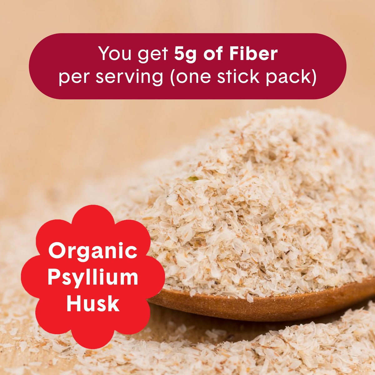 Vue de la poudre de psyllium bio dans un sachet Bellway