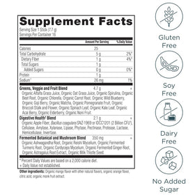 Vue de la poudre de Super Greens Bio Ancient Nutrition dans un verre