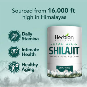 Vue de la résine de Shilajit HERBION dans son pot
