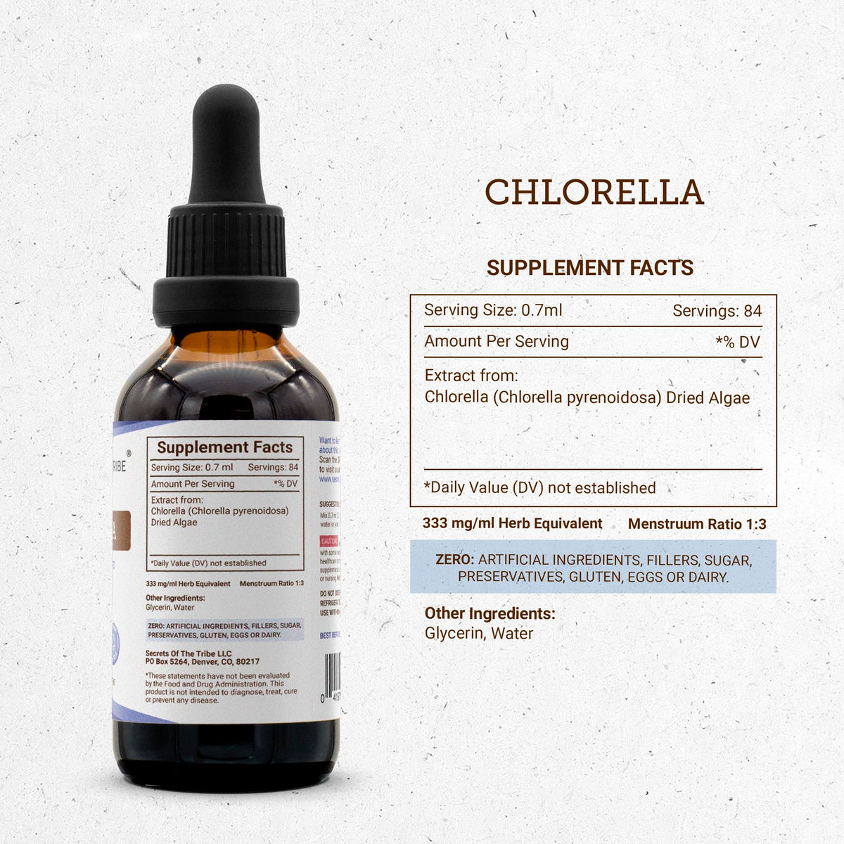 Vue de la teinture de chlorella avec compte-gouttes
