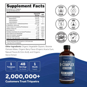 Vue de la texture liquide du complexe de vitamines B Triquetra Health
