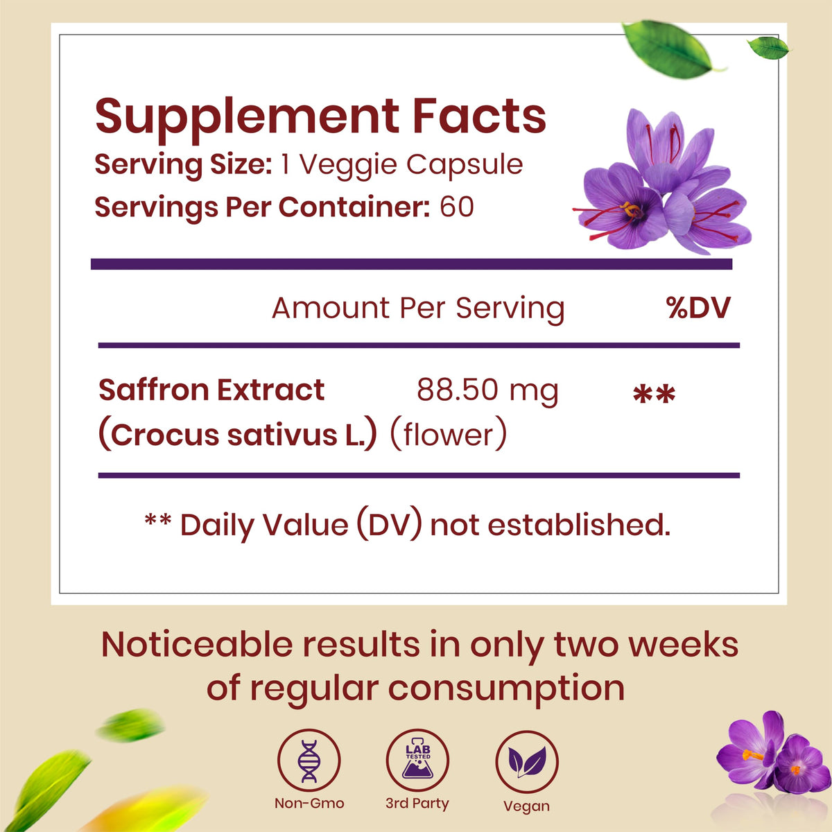 Vue de près d'une capsule végétale de Catalyst Nutrition Extrait de Safran
