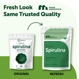 Vue de près de la poudre de spiruline Micro Ingredients