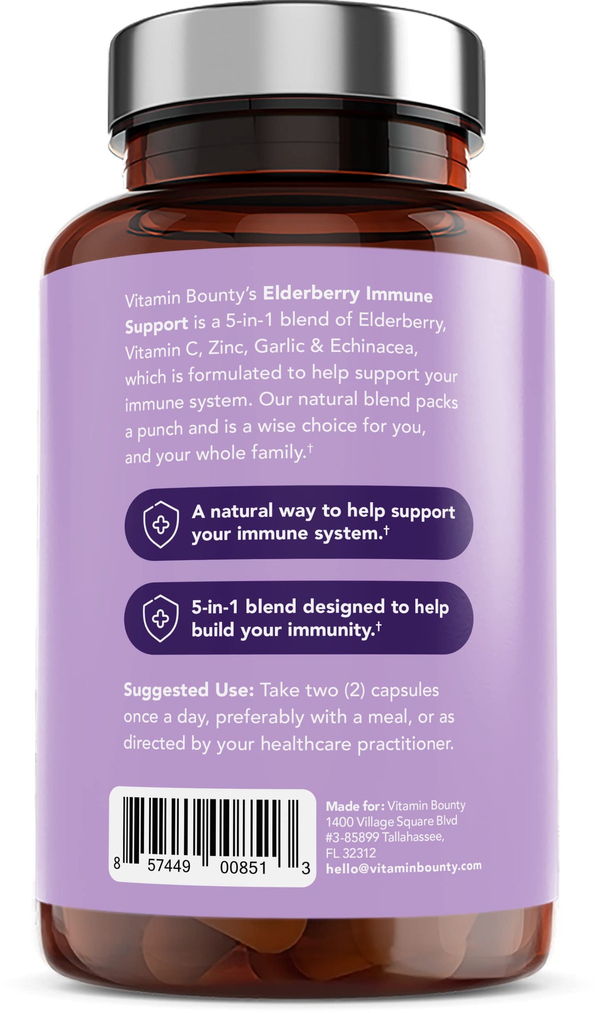 Vue de près des capsules de baies de sureau Vitamin Bounty
