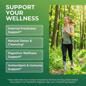 Vue de près des capsules de chlorophylle Clean Nutraceuticals