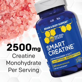 Vue de près des capsules de créatine monohydrate NATURAL STACKS