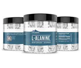 Vue de près des capsules de L-Alanine Earthborn Elements