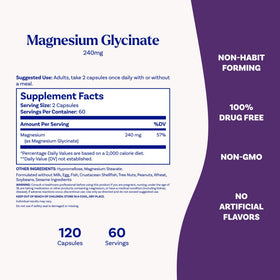 Vue de près des capsules de magnésium glycinate Natrol