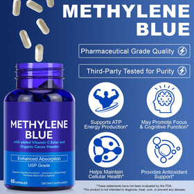 Vue de près des capsules de Methylene Blue YEMFGQOE