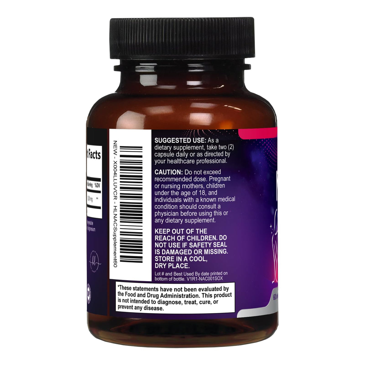 Vue de près des capsules de NAC 1200 mg