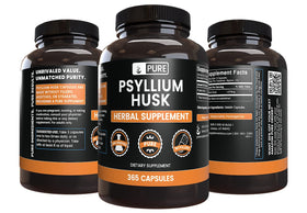 Vue de près des capsules de psyllium dans le flacon