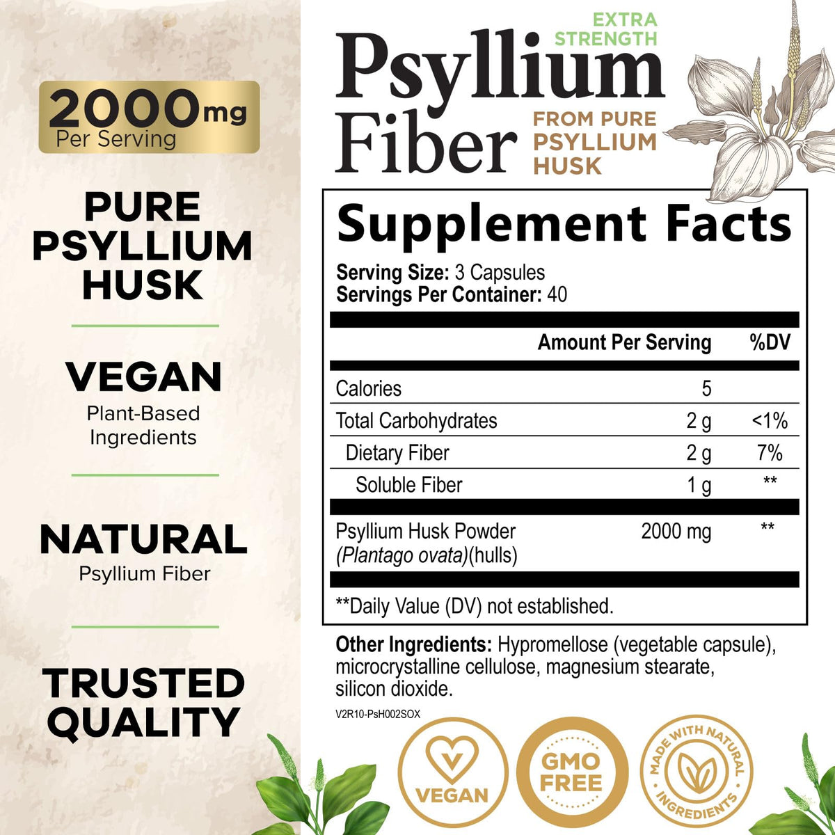 Vue de près des capsules de psyllium dans leur emballage