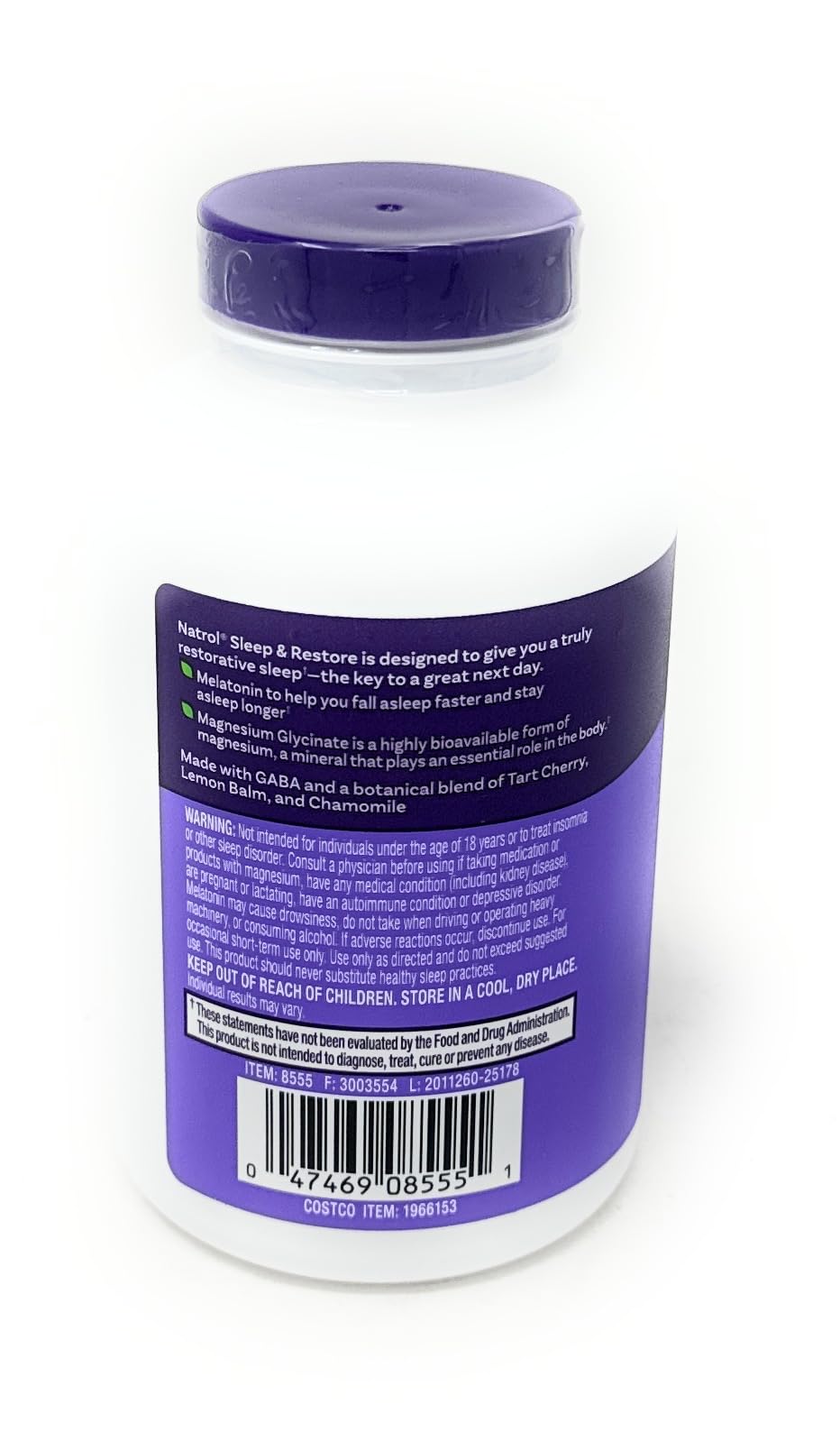 Vue de près des capsules Natrol Sommeil & Récupération
