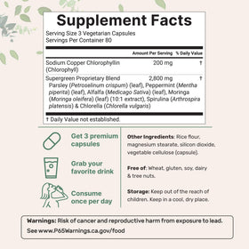 Vue de près des capsules végétales de chlorophylle Micro Ingredients
