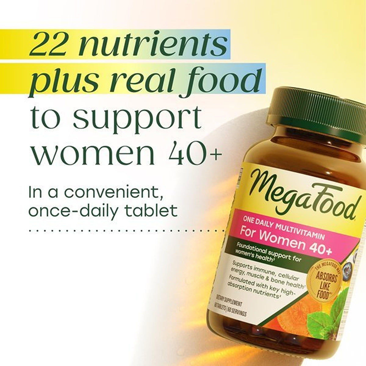 Vue de près des comprimés MegaFood Multivitamine One Daily Femme 40+