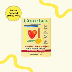 Vue de près des Gummies Omega-3 DHA + Choline CHILDLIFE ESSENTIALS