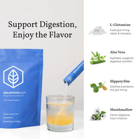 Vue de près des ingrédients de Terra Health Essentials Solusticks Gut
