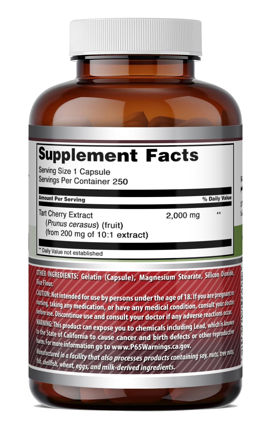 Vue de profil de la bouteille de cerise acide Amazing Nutrition