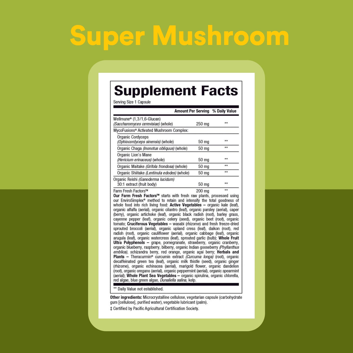 Vue de profil du flacon de Super Mushroom Natural Factors