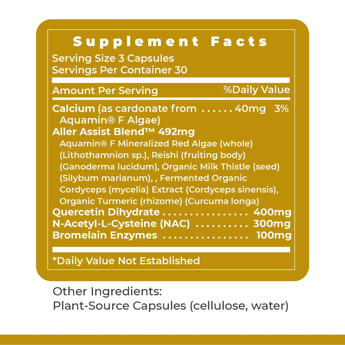Vue des capsules AllerCaps de Premier Research Labs avec un verre d'eau