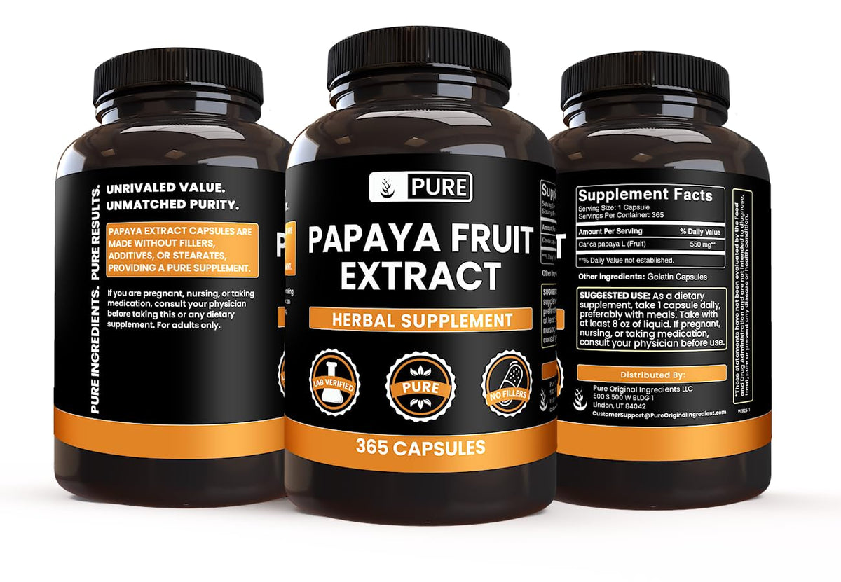 Vue des capsules d'extrait de papaye sur une table