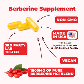 Vue des capsules de Berbérine 1800mg Vimerson Health